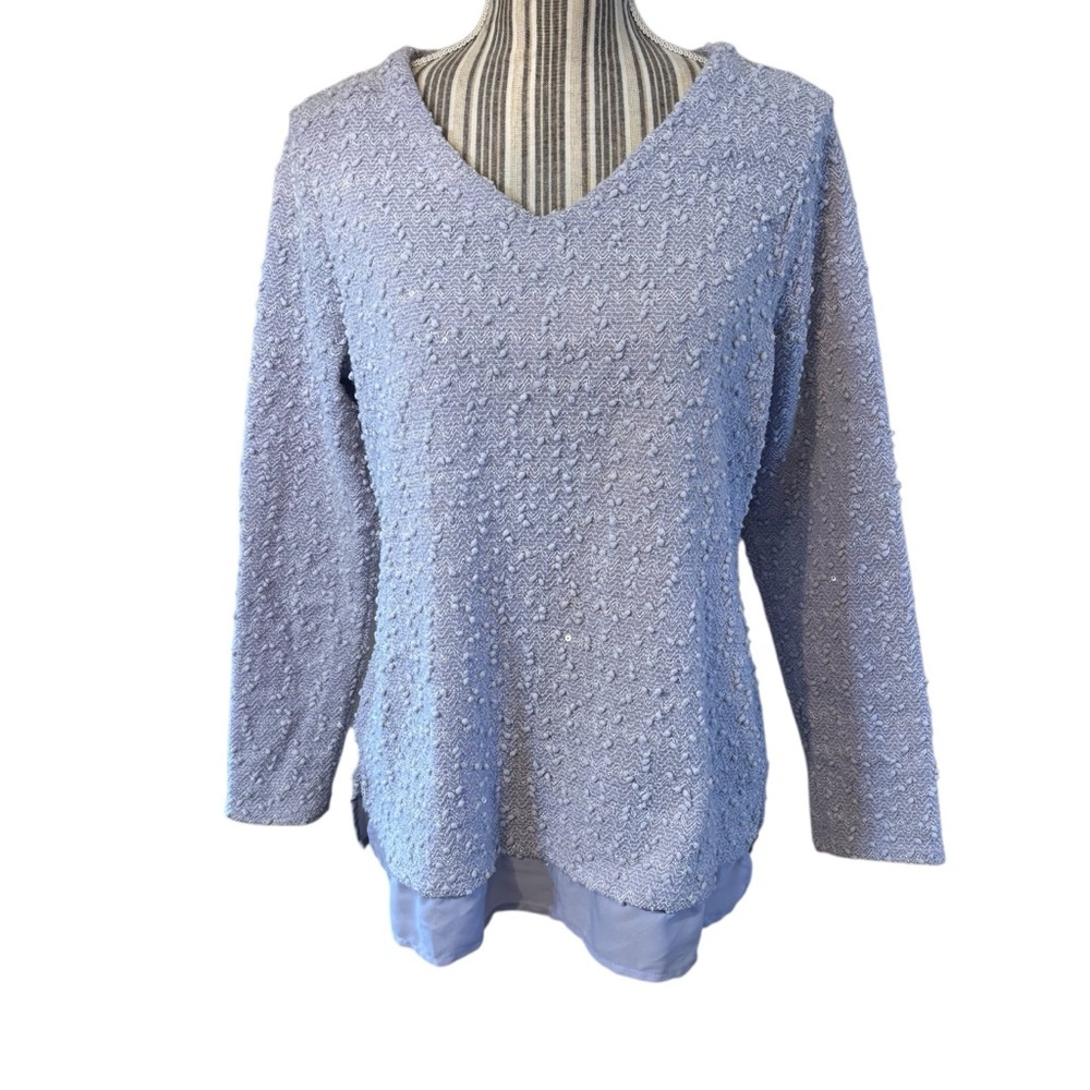 Apt. 9 Sweater XL Petite Lavender Purple Textured Sequins Knit Top Layered